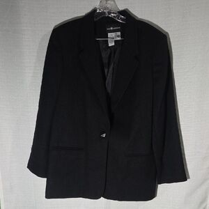 Sag Harbor Classic Black Women's Blazer Single Button Size 16 100% Wool